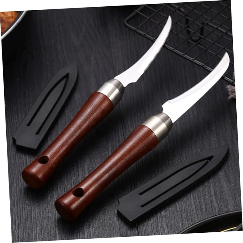 2 Piece Stainless Steel Shrimp Peeler Tool with Wooden Handle for Easy Seafood Cleaning - Image 4